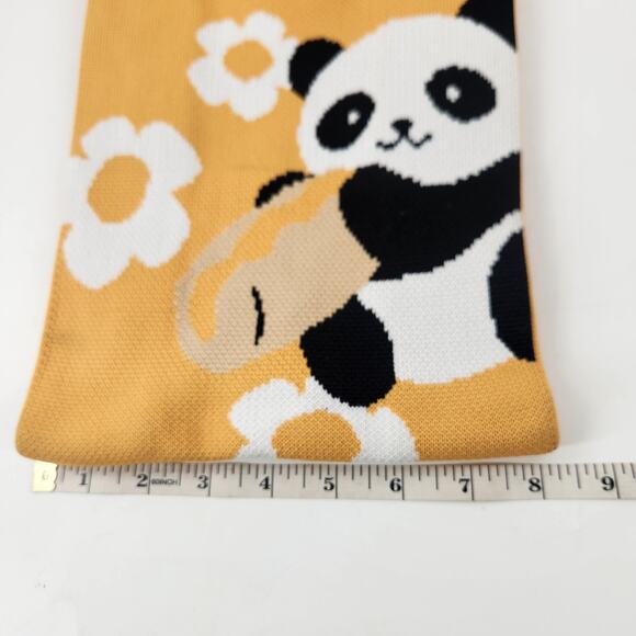 Lot Of 2 Panda Knitted Tote Hand Mini Bag Yellow Kawaii Travel Casual Whimsical - Picture 9 of 9